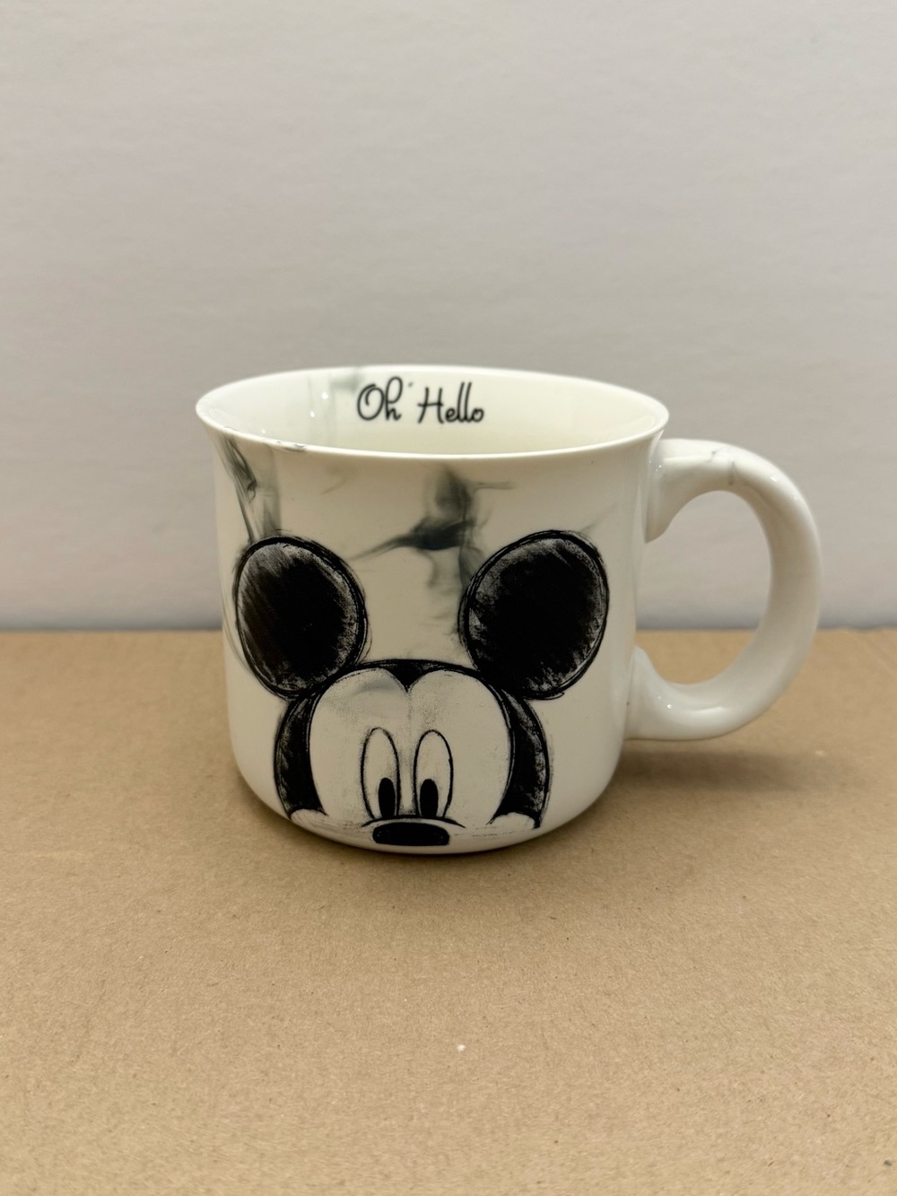 Disney Mickey Mouse Oh Hello Sketch Coffee Mug Black White